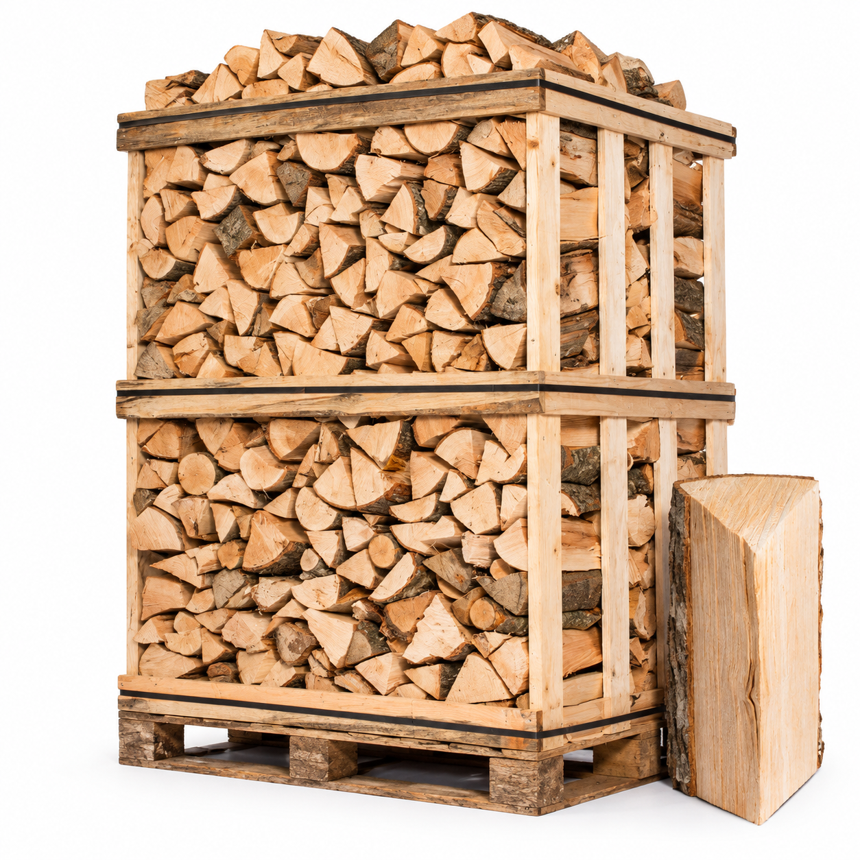 Bois de chauffage feuillus durs 25 cm – palette de 3 stères